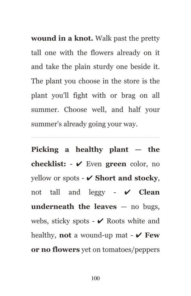 Sample page — picking a healthy plant